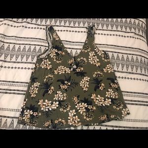 AMERICAN EAGLE OLIVE GREEN FLORAL TANK